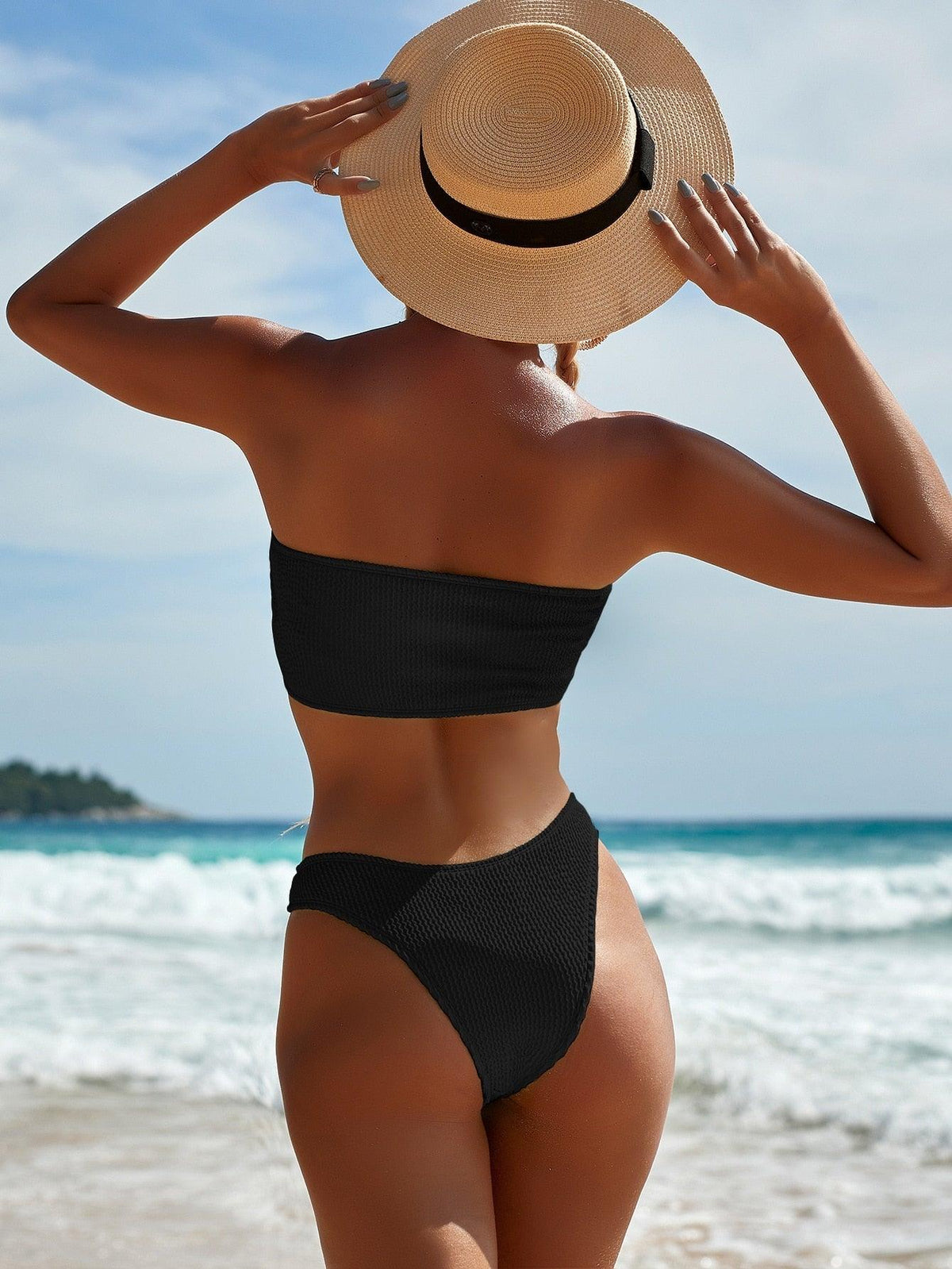 Bikinis Swimsuit Women Push Up Bikini Set  Female Swimwear Women's Strapless Solid Color 2 Pieces Bathing Suit Swimsuit Swimsuits Off Shoulder High Waist Bathing Suit High Cut Swimwear For Summer