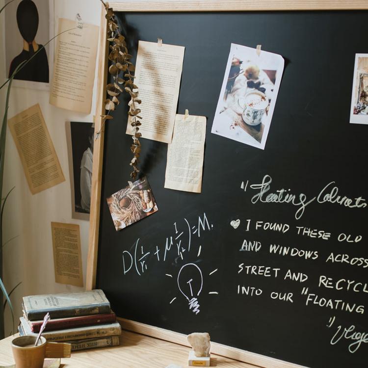 Black Magnetic Chalk Board with Solid Wood Frame