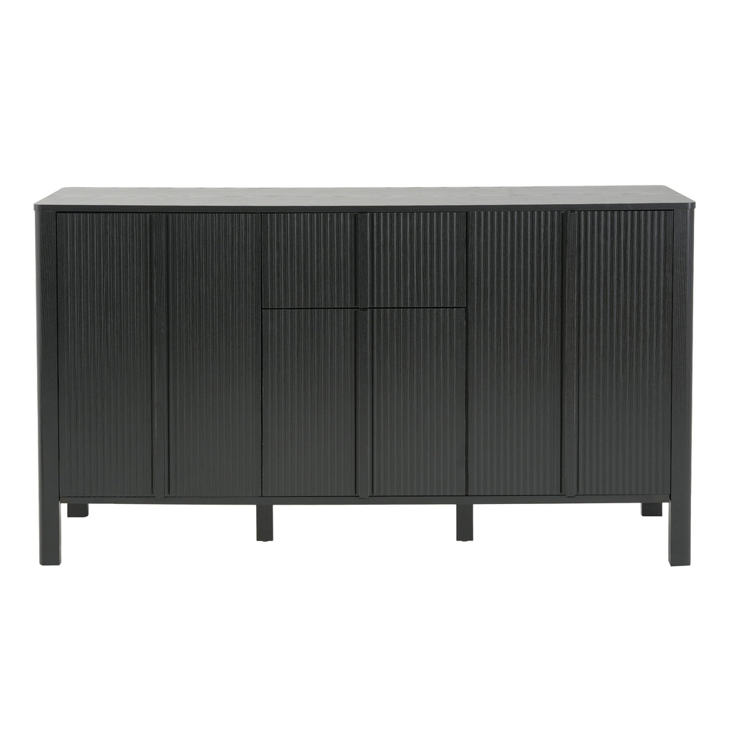 Black Sideboard with Storage - Modern MDF Credenza - Black