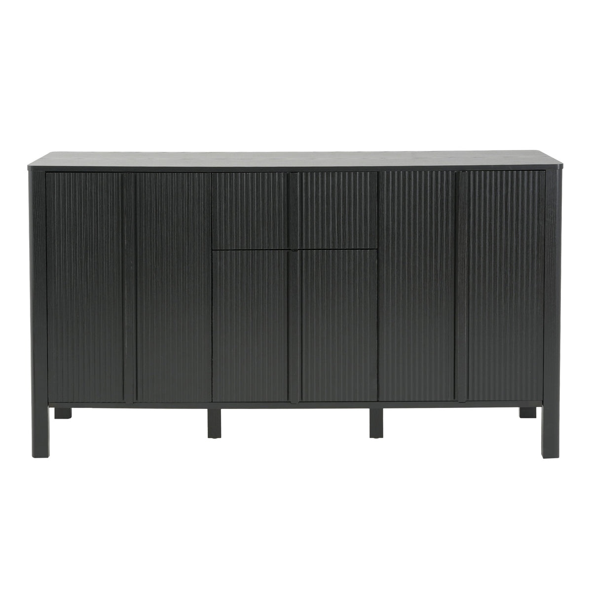 Black Sideboard with Storage - Modern MDF Credenza - Black