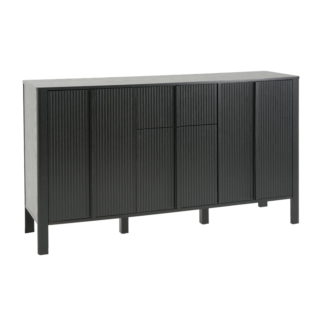 Black Sideboard with Storage - Modern MDF Credenza - Black