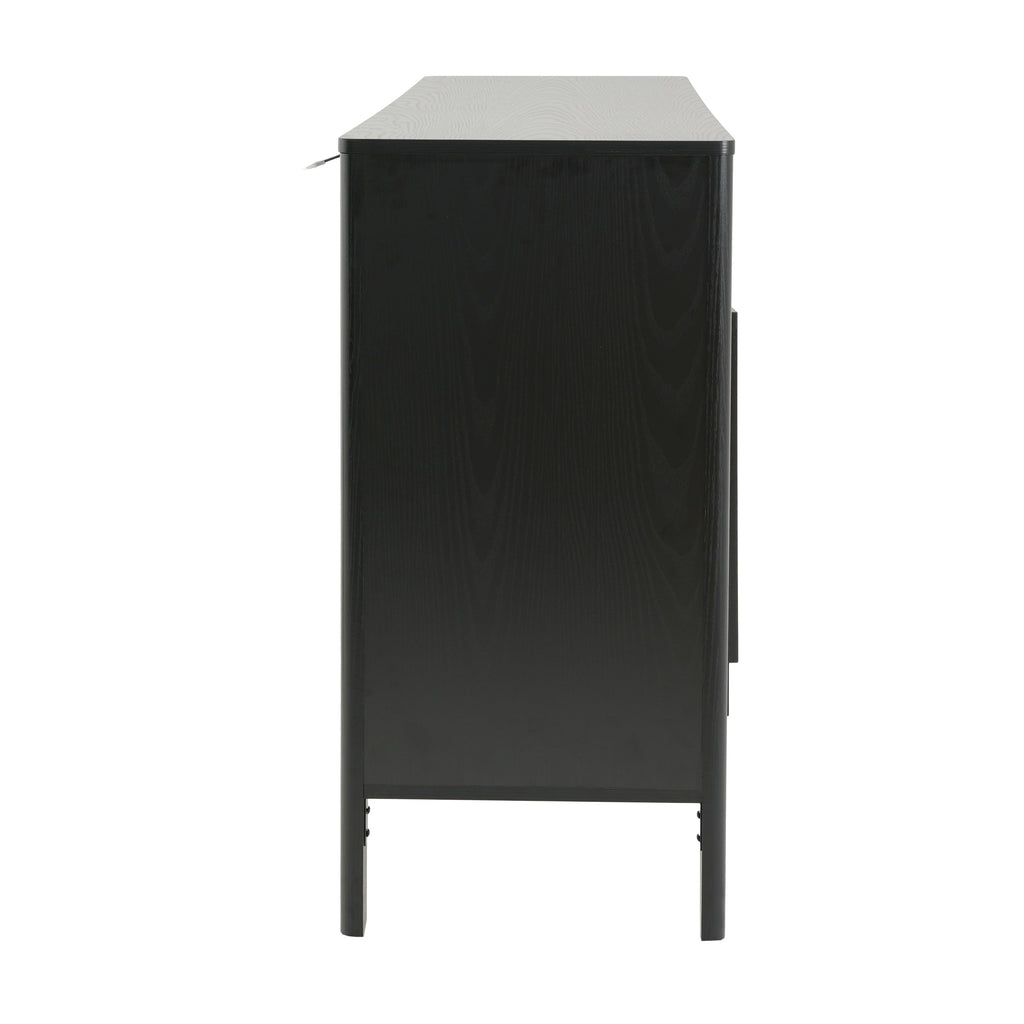 Black Sideboard with Storage - Modern MDF Credenza - Black