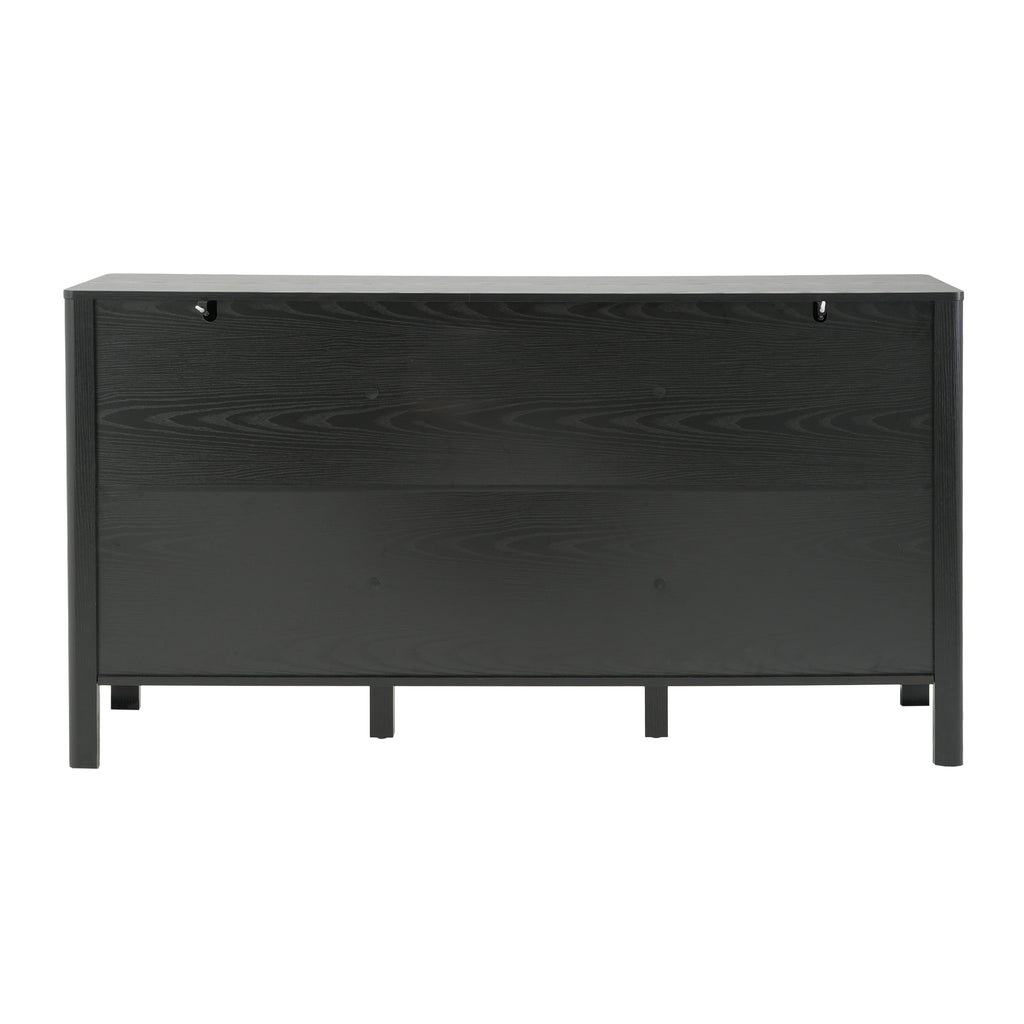 Black Sideboard with Storage - Modern MDF Credenza - Black
