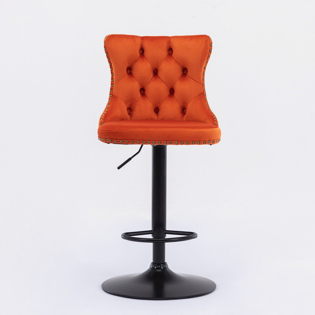 Modern Adjustable Swivel Barstools with Tufted Back - Multiple Colors (Set of 2)