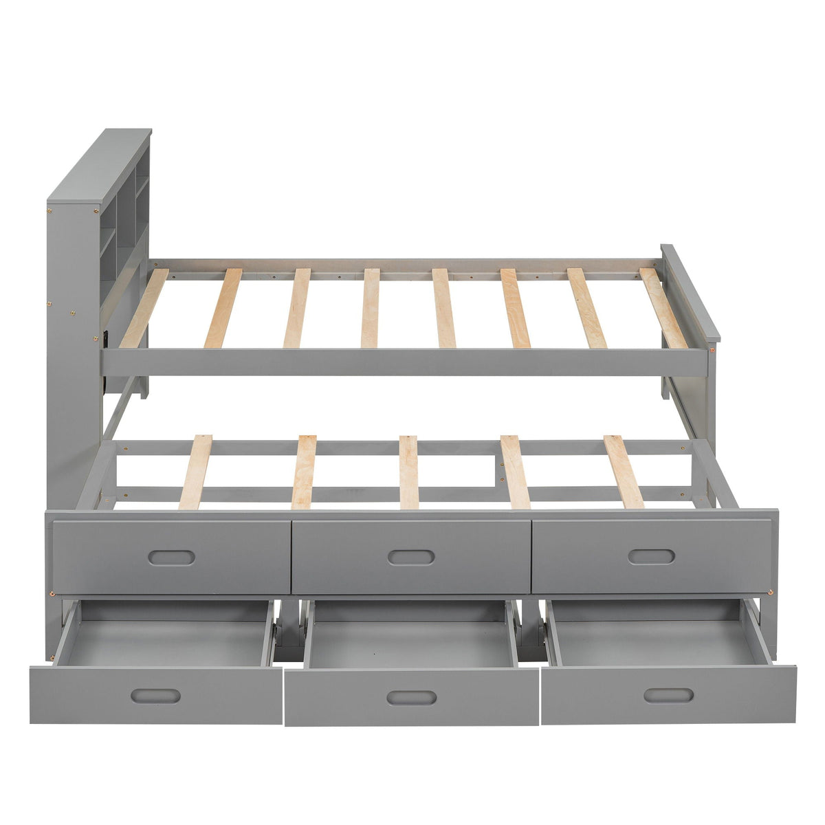Platform Bed with Storage Headboard, USB, Trundle & 3 Drawers - Twin or Full