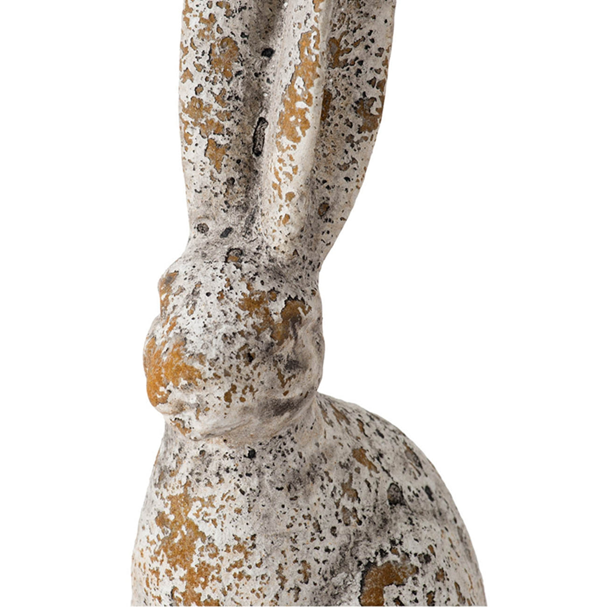 Weathered Cement Rabbit Statue with Rustic Finish - Cement