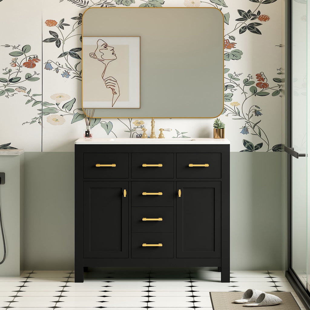 Bathroom Vanity With Sink Combo Set, Modern Bathroom Cabinet With 4 Drawers