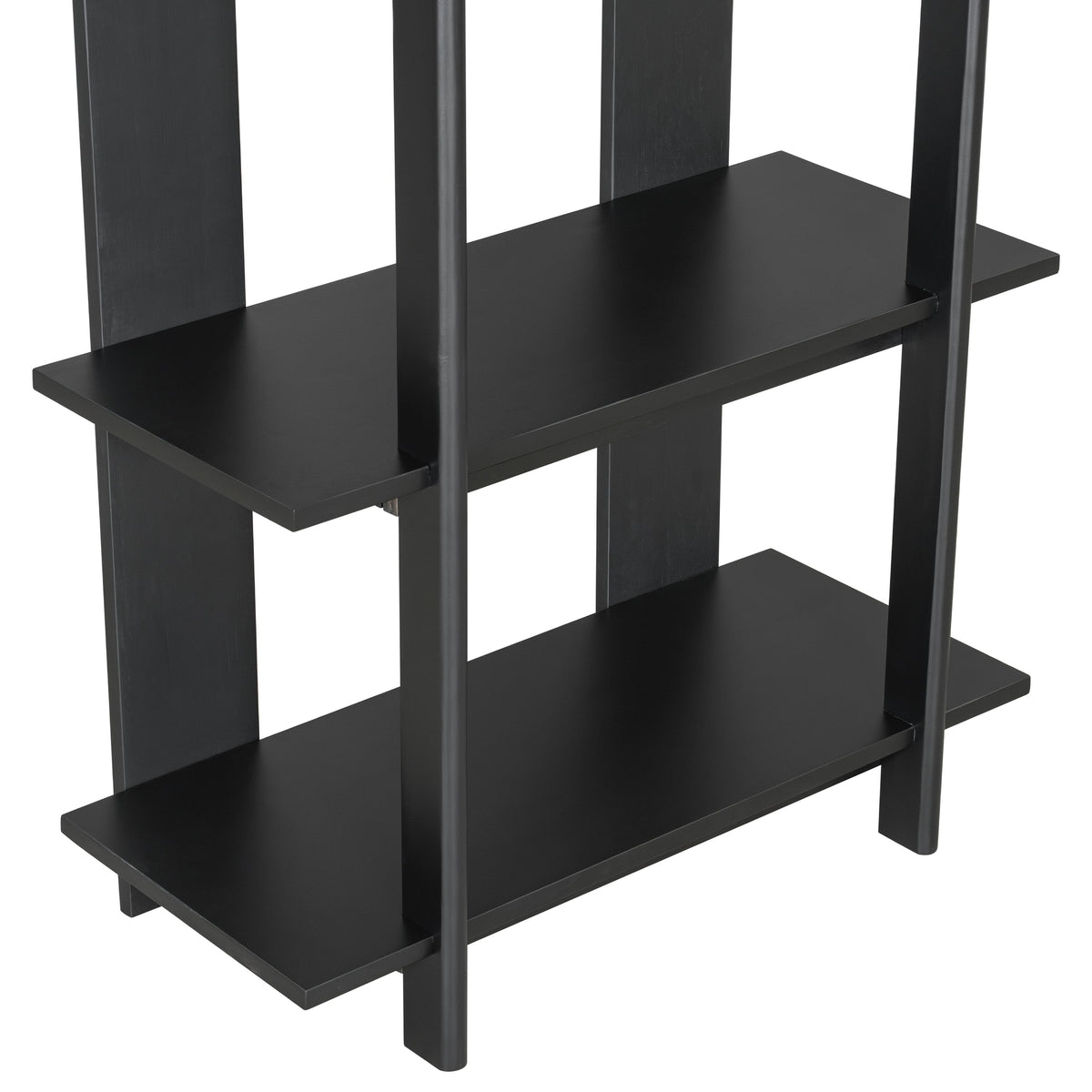 4-Tier Wooden Open Bookcase with Ebonized Finish - Acacia