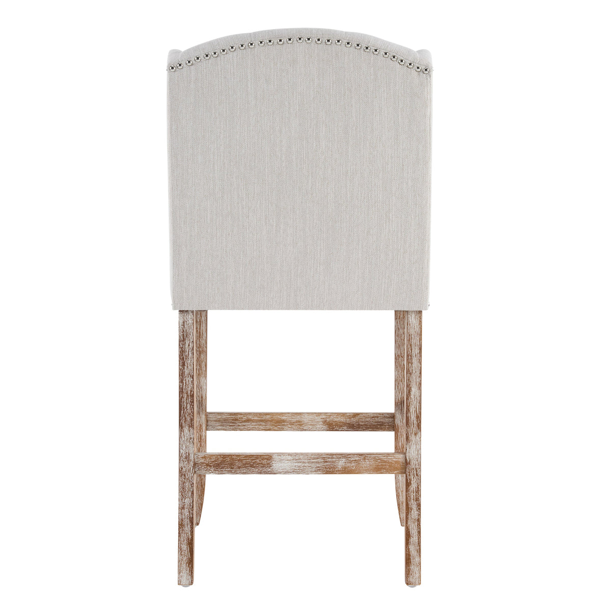 Beige Vienna Contemporary Fabric Tufted Wingback Counter Stools with 26.78'' Seat Height - Set of 2