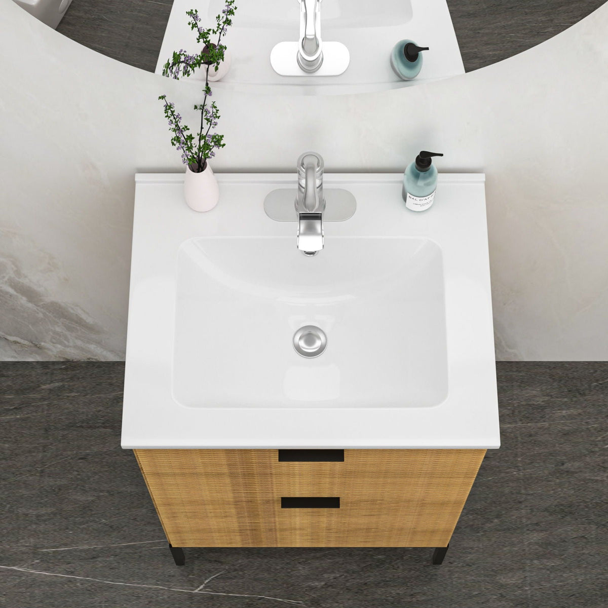 Rectangular Single Vanity Top with Overflow - White Ceramic