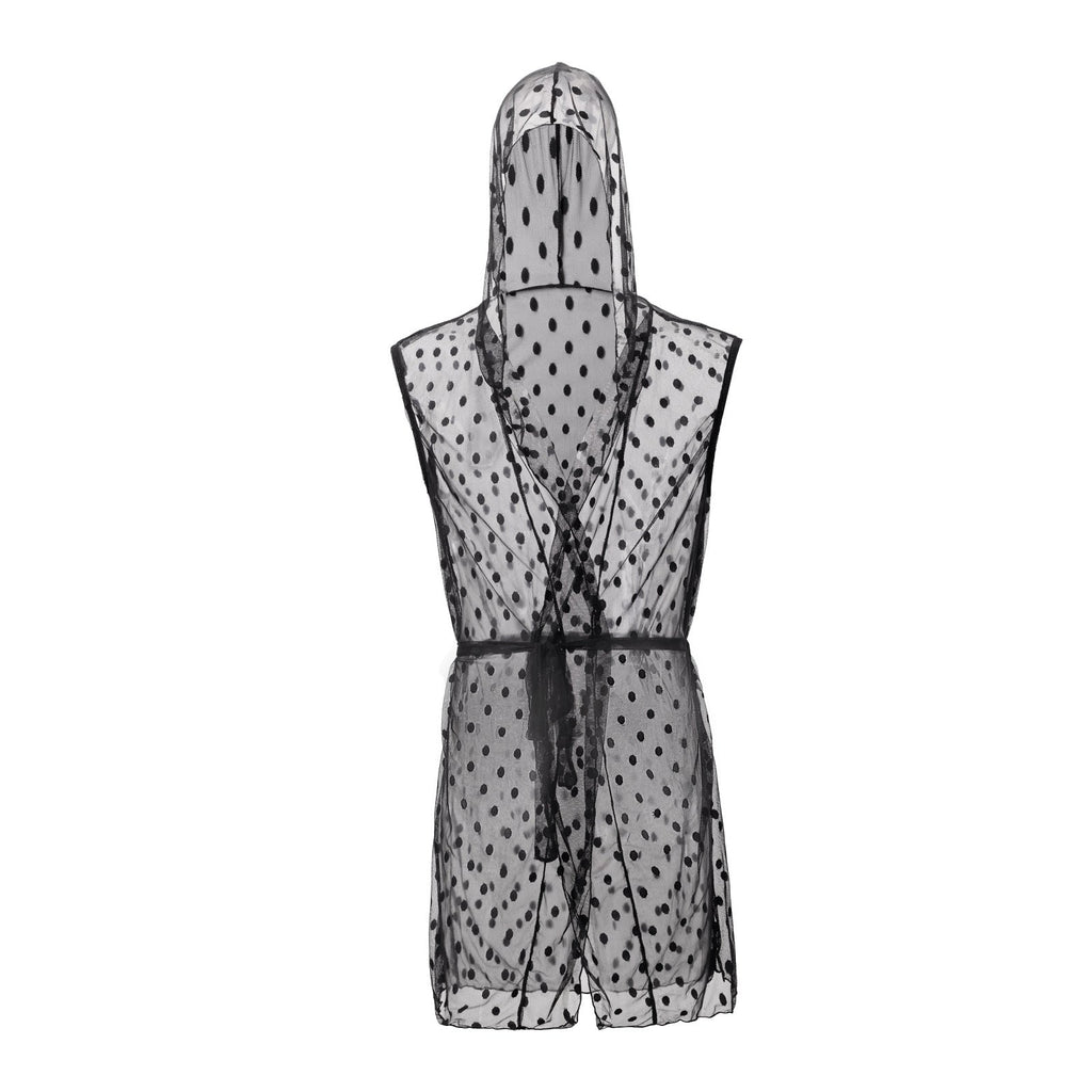 Men's Transparent Fashion Lace Mesh Bathrobe