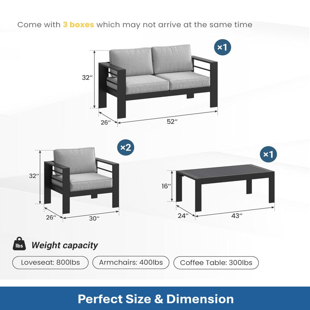 All-Weather Outdoor Patio Set with Thick Cushions - Multiple Colors
