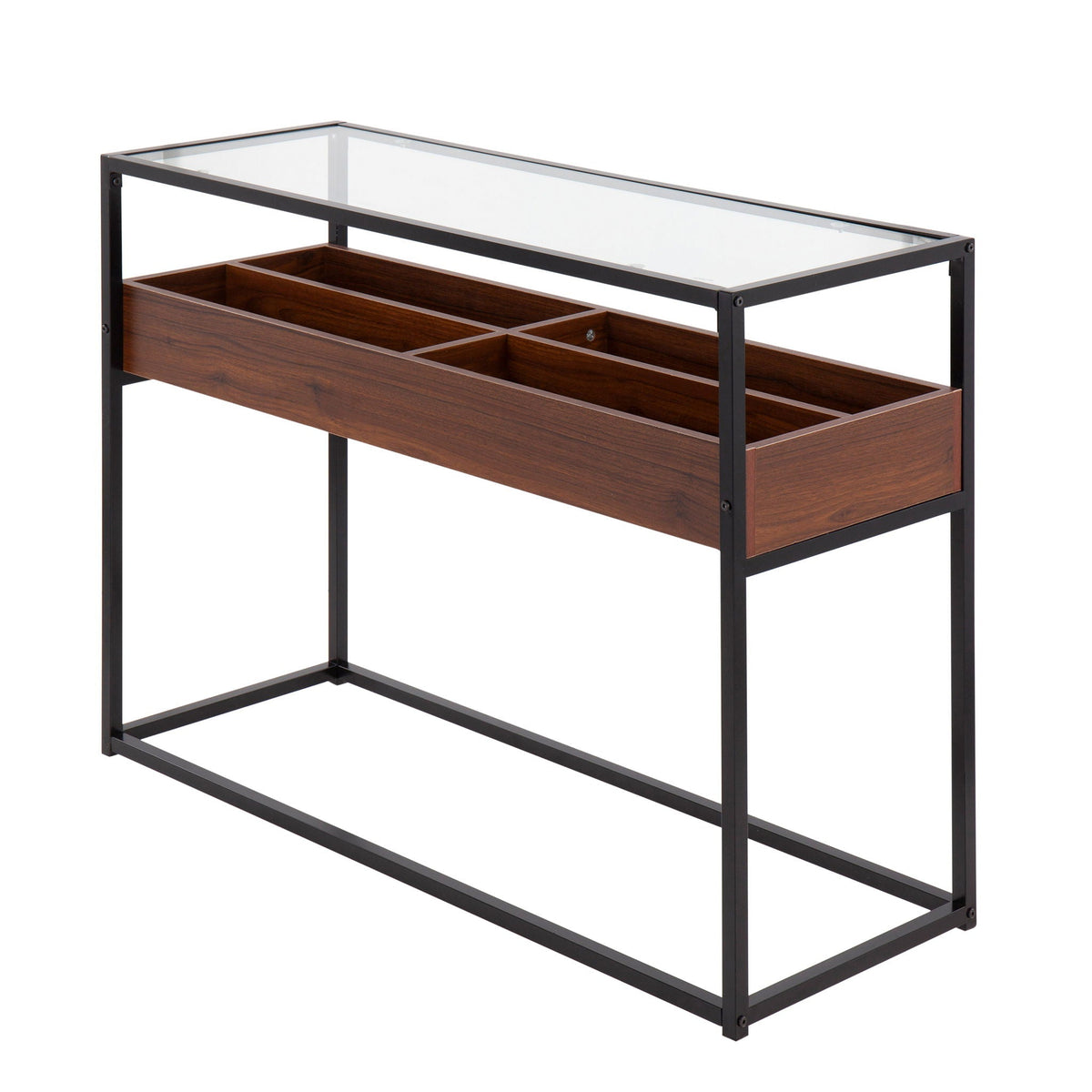 Contemporary Coffee Table with Tempered Glass Top - Beige or Dark Brown