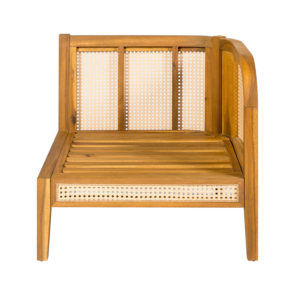 Kirkby Outdoor 5 Seater V-Shaped Acacia Wood Sofa with Cushions