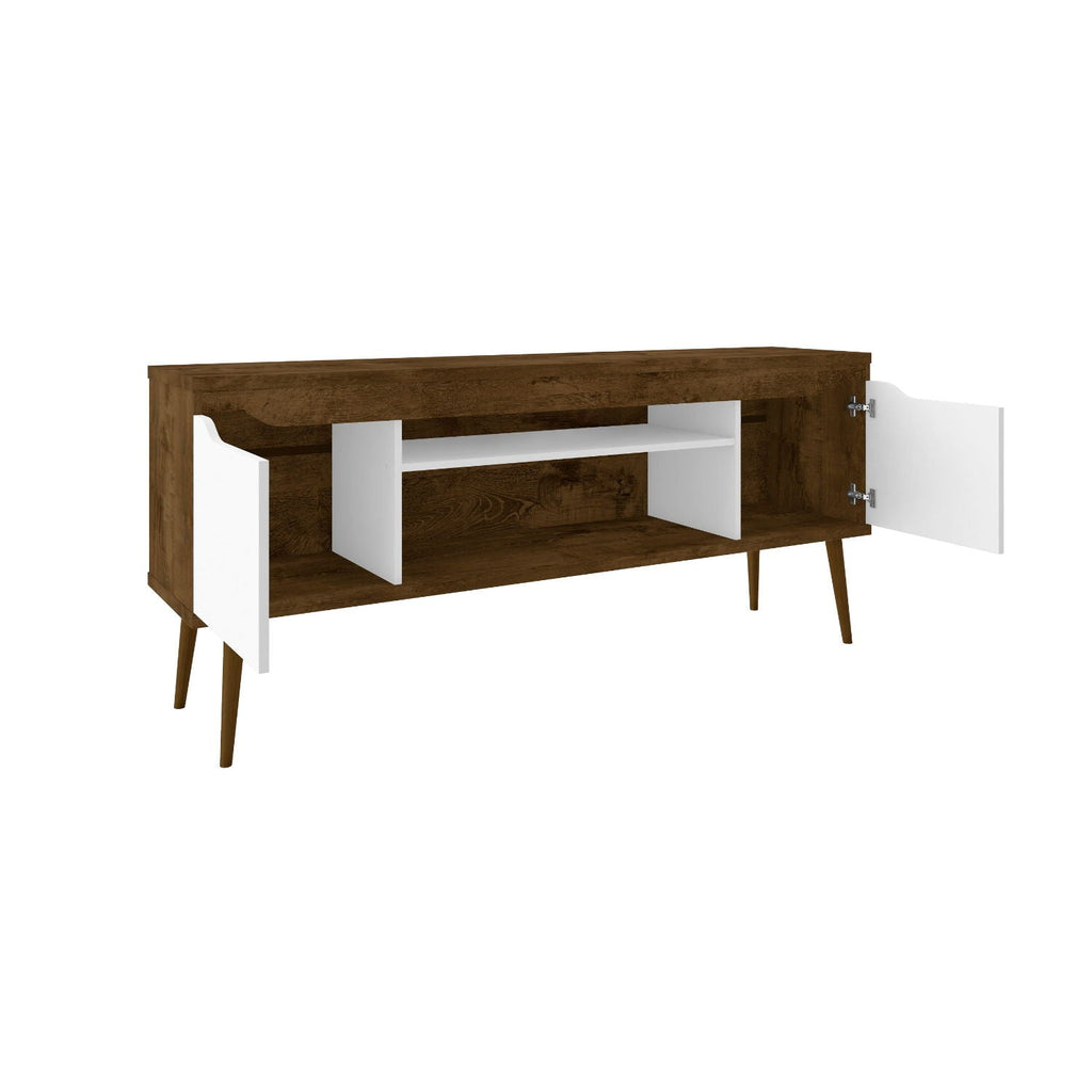 Modern Design TV Stand with Concealed Storage - White or Yellow