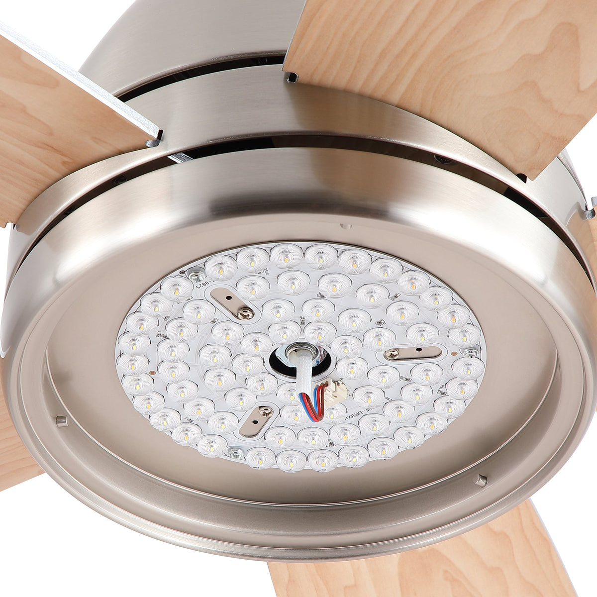 52 Inch Indoor Brushed Nickel Ceiling Fan with Integrated LED Light Kit and Remote