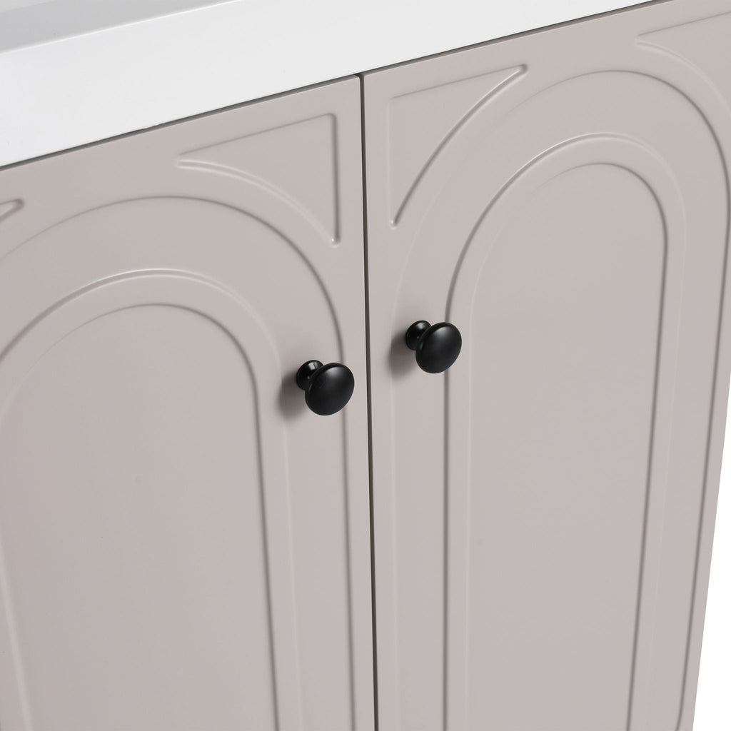 Modern Freestanding Bathroom Vanity with Soft Close Cabinet Doors - Pearl Silver, White, or Dark Green