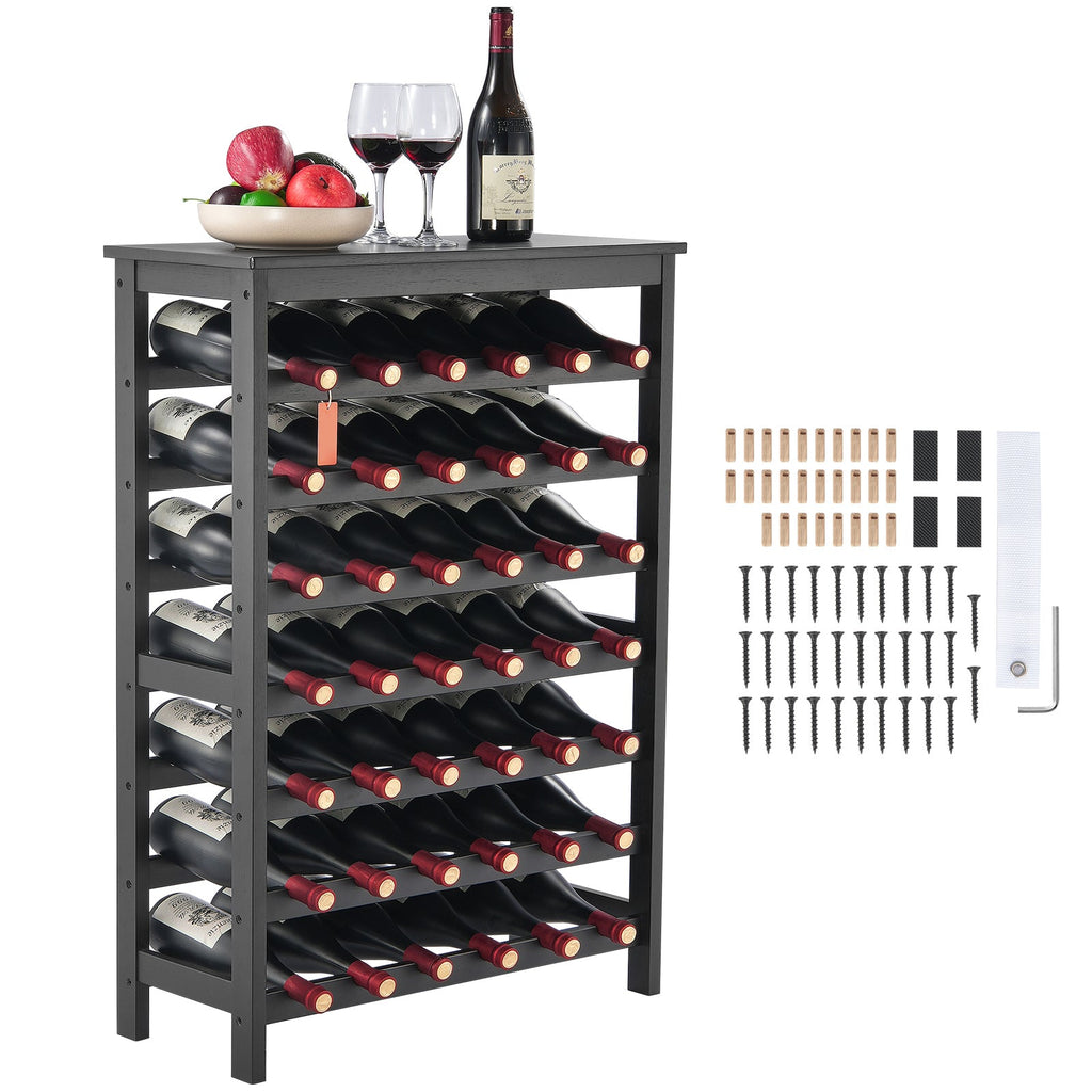 42 Bottle 7-Tier Modular Wine Rack Bamboo Wood Display Shelf with TableTop