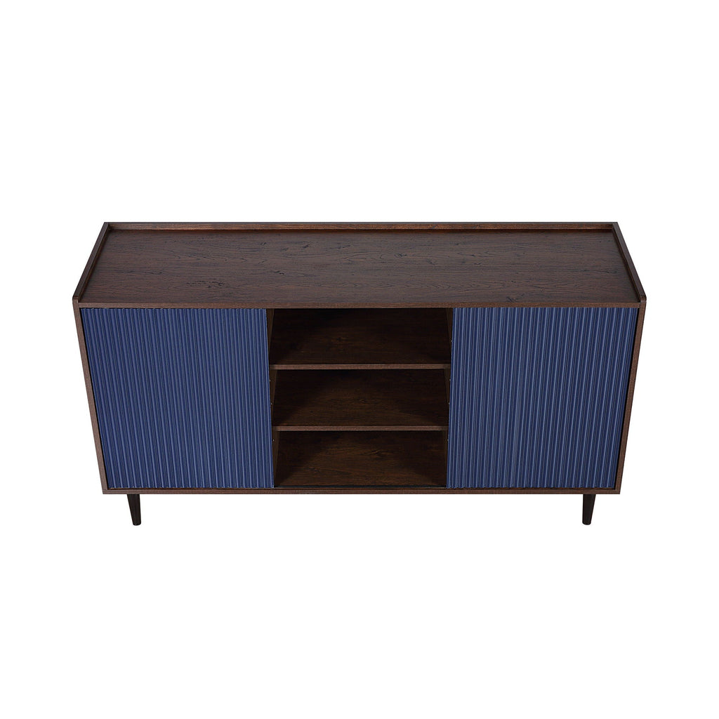 Fluted Sideboard with Adjustable Storage - Black or Blue