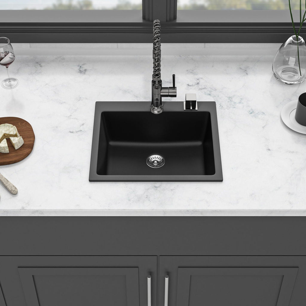Quartz Kitchen Sink with Durable Design - Black or White