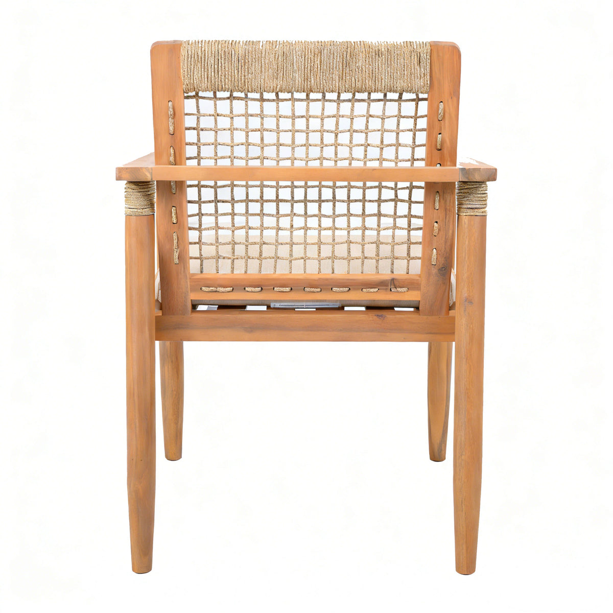 Acacia Wood Outdoor Dining Chairs with Rope Back - Set of 2