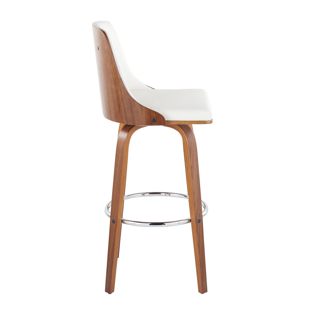 Mid-Century Modern Swivel Barstool Set with Round Footrest - Multiple Colors