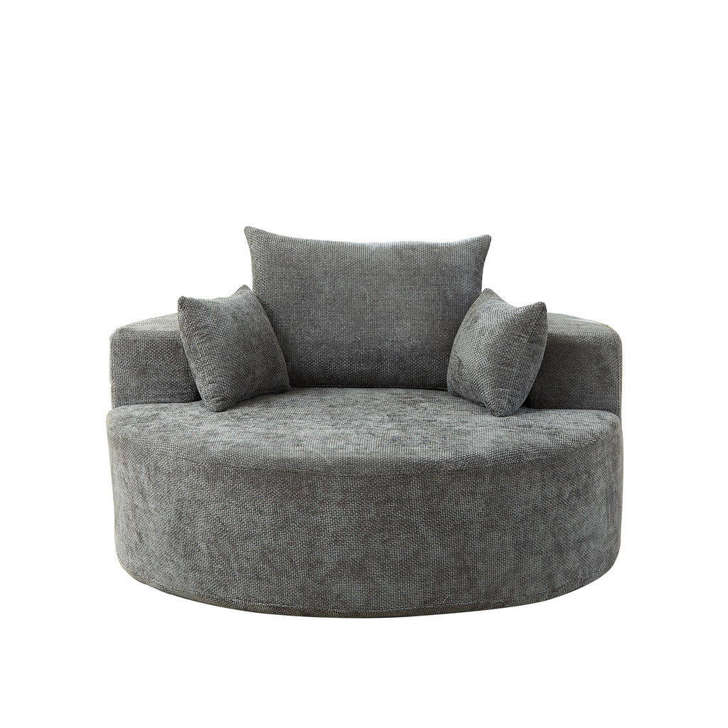 Gray Sleeper Chair Arm Chair with Pillow Support - Chenille Fabric