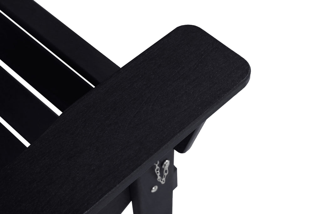 Folding Adirondack Chair with Side Table, 3-Piece Set - Black Wood Texture