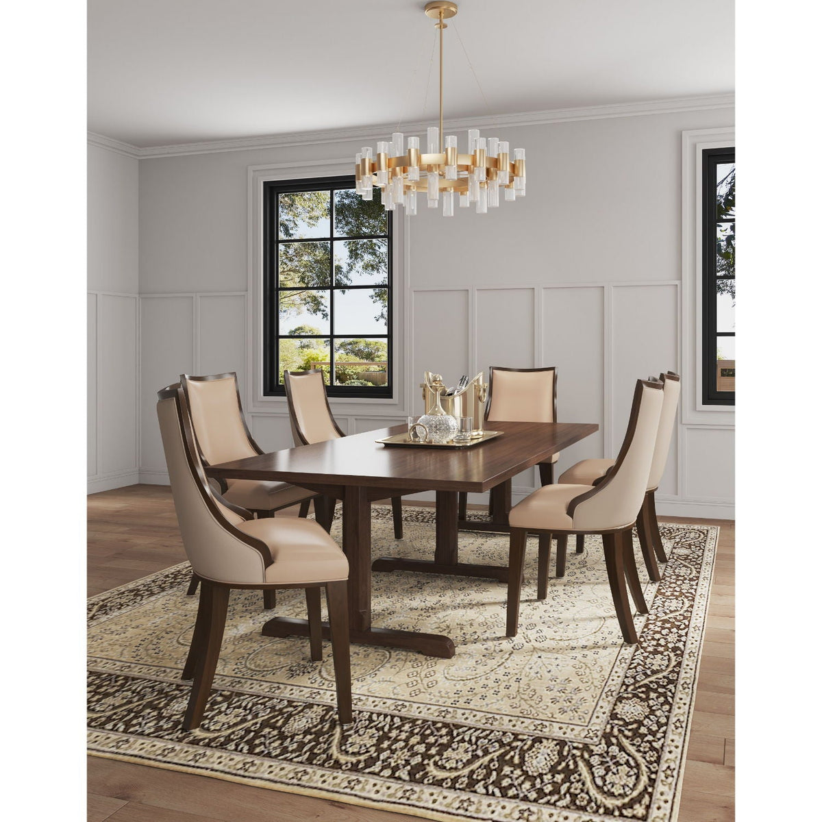 Grand Dining Chair Set with Solid Beech Wood Frame - Beige or Gray
