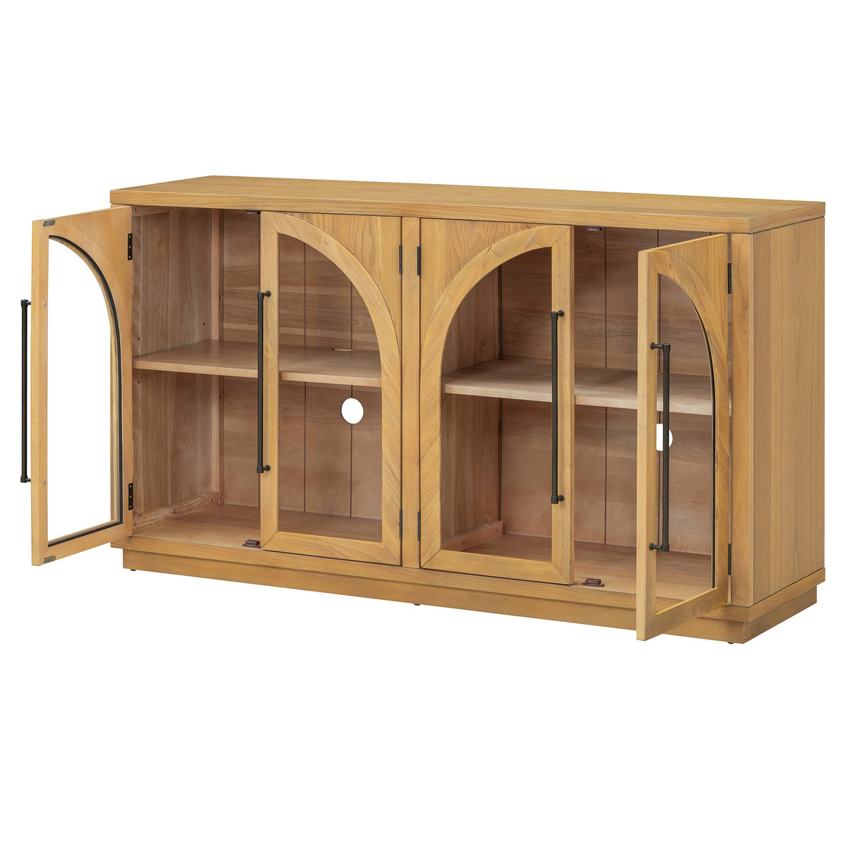 Large 4-Door Sideboard Buffet Cabinet with Glass Doors - TREXM