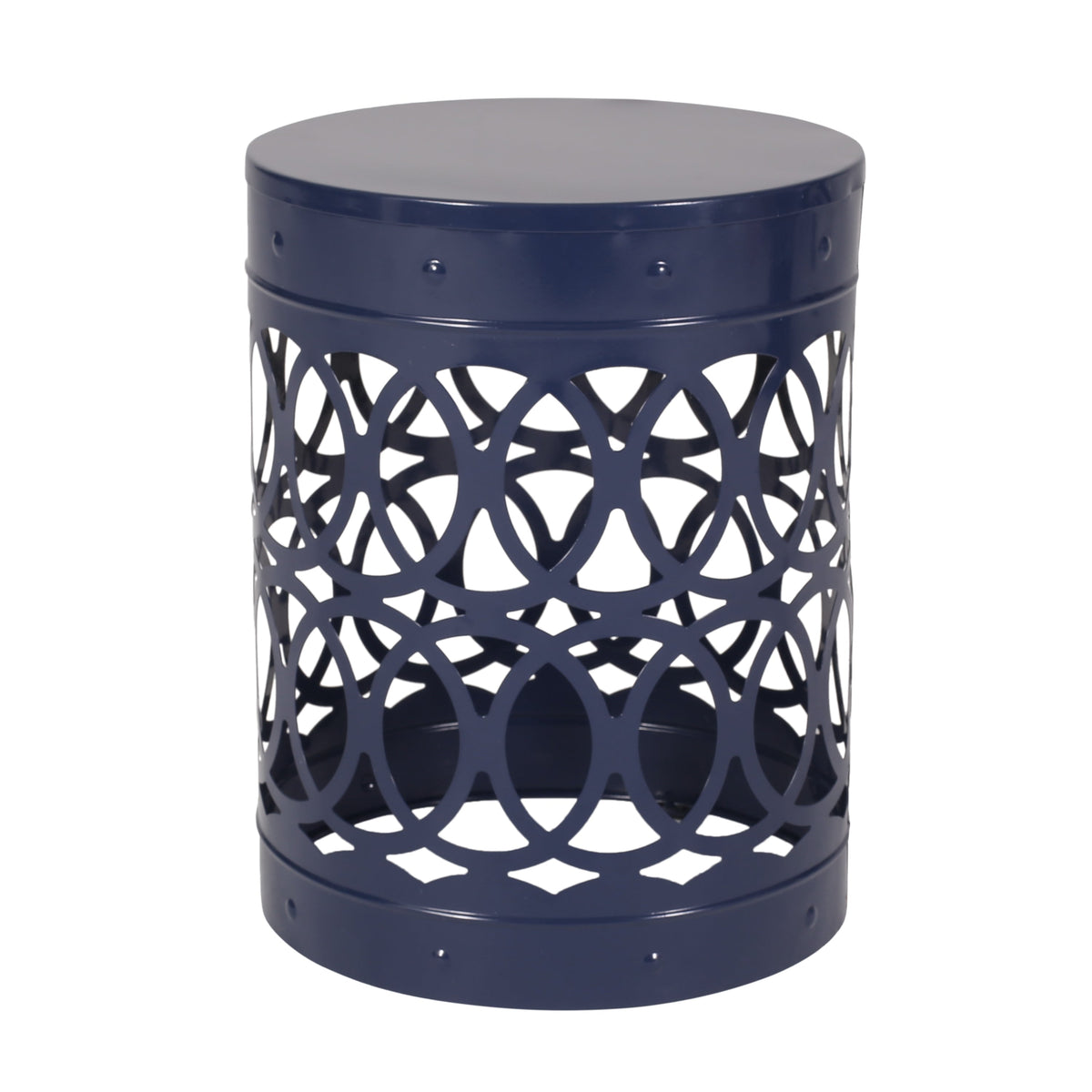 Navy Blue Outdoor Metal Set of 2 End Tables