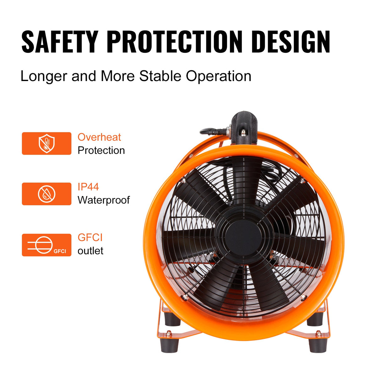 12-Inch Heavy Duty Cylinder Ventilation Fan with 16.4ft Duct Hose - Iron