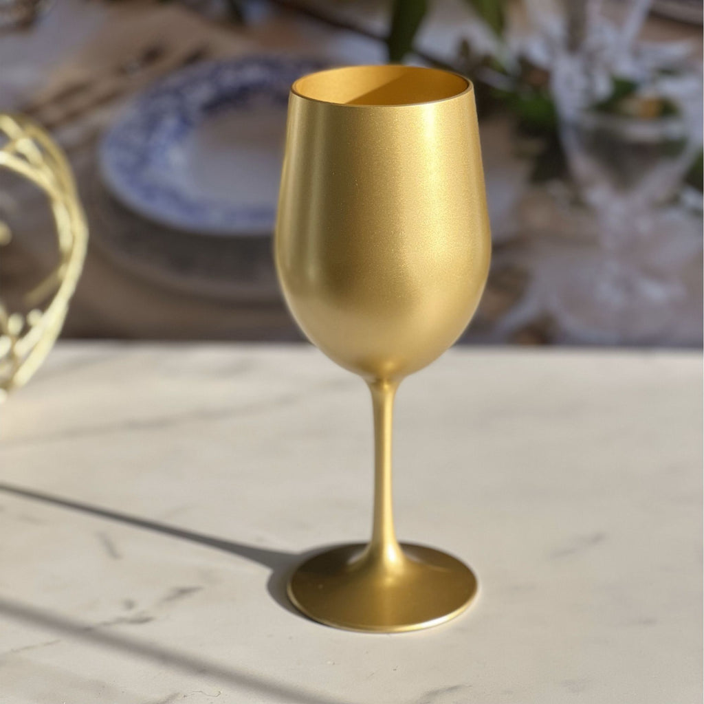 Leadingware Metallic Plastic Wine Glasses (Set of 4)