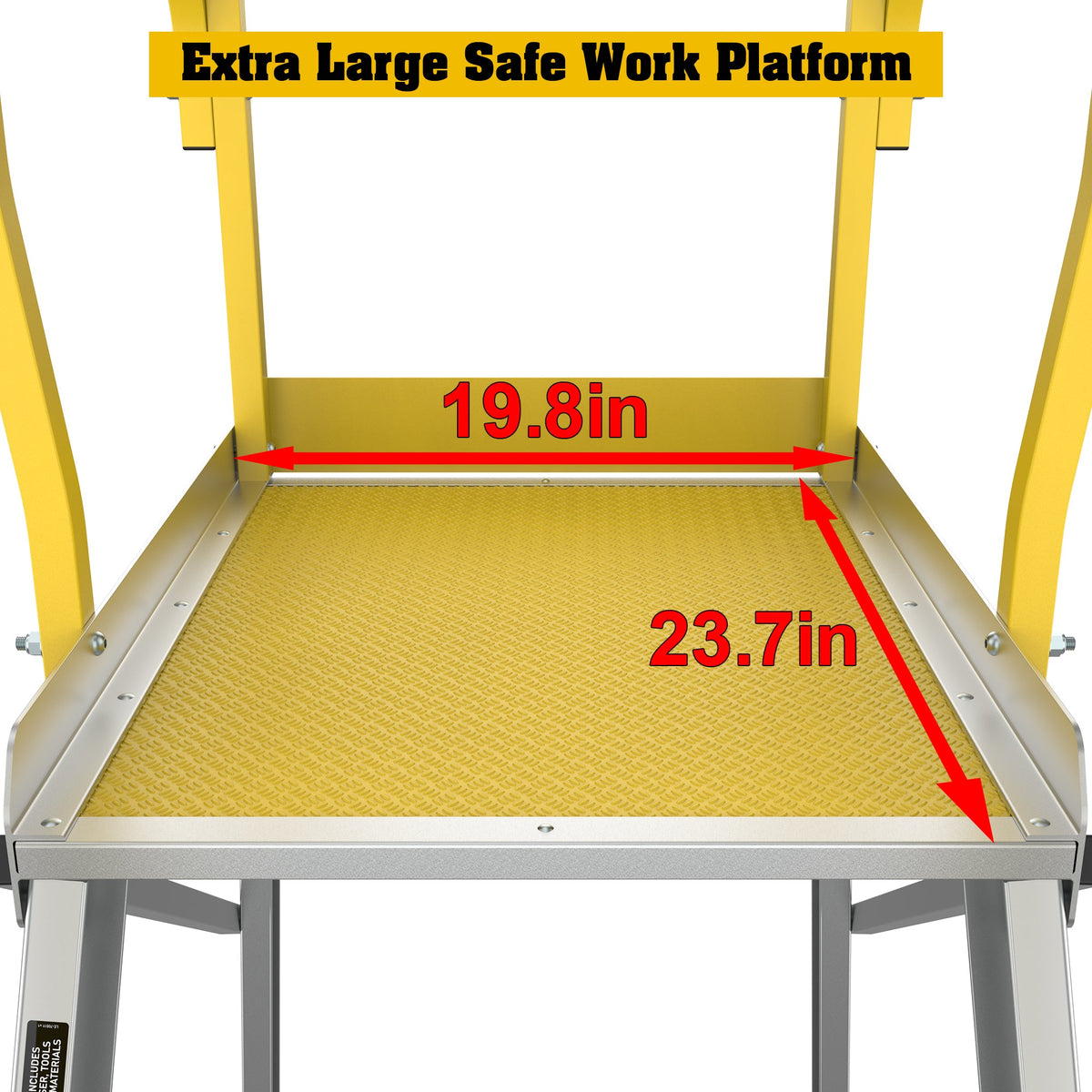 6 Step Aluminum Rolling Platform Ladder with 375 lb Capacity - Silver