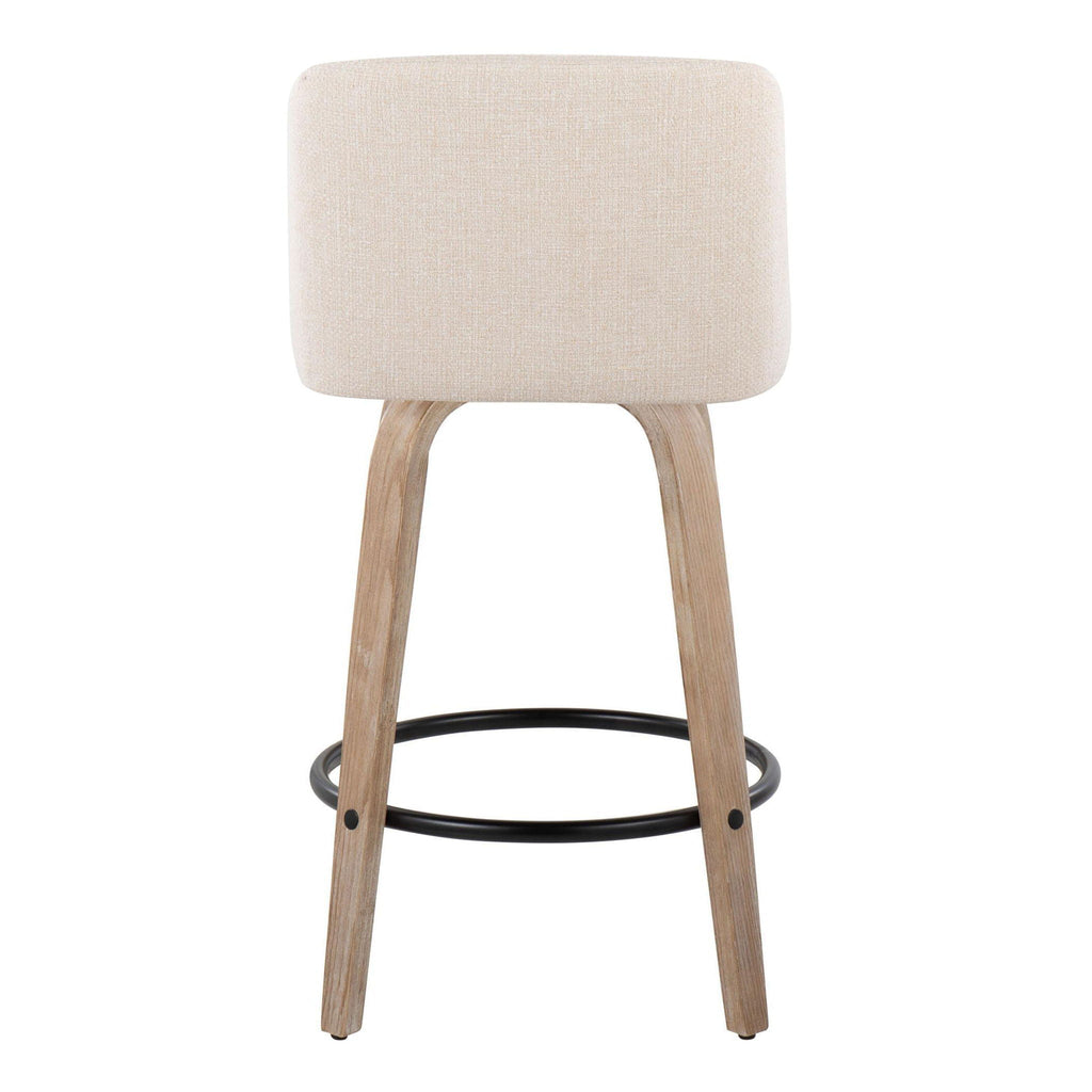 Toriano - Contemporary Fixed-Height Counter Stool & Swivel with Round Footrest (Set of 2)