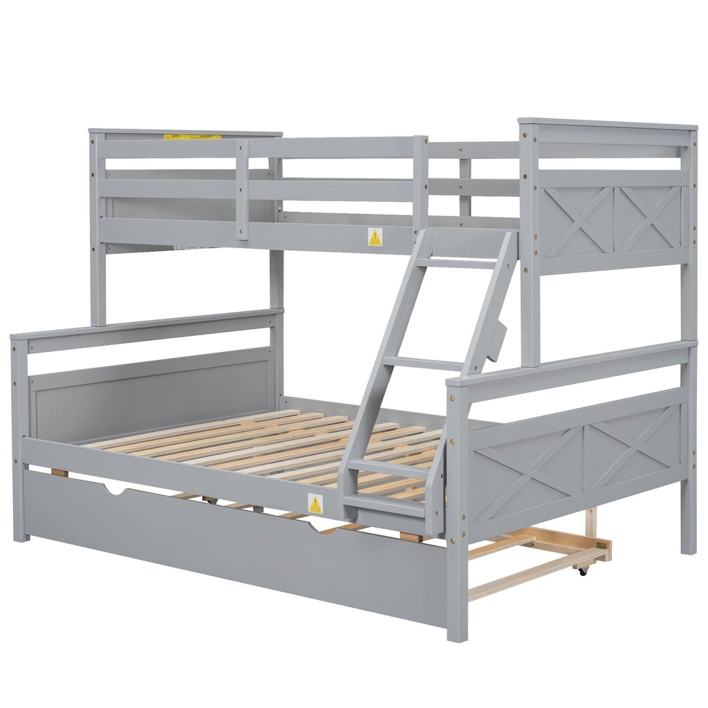 Twin Over Full Bunk Bed with Ladder and Storage Options - White or Dark Gray