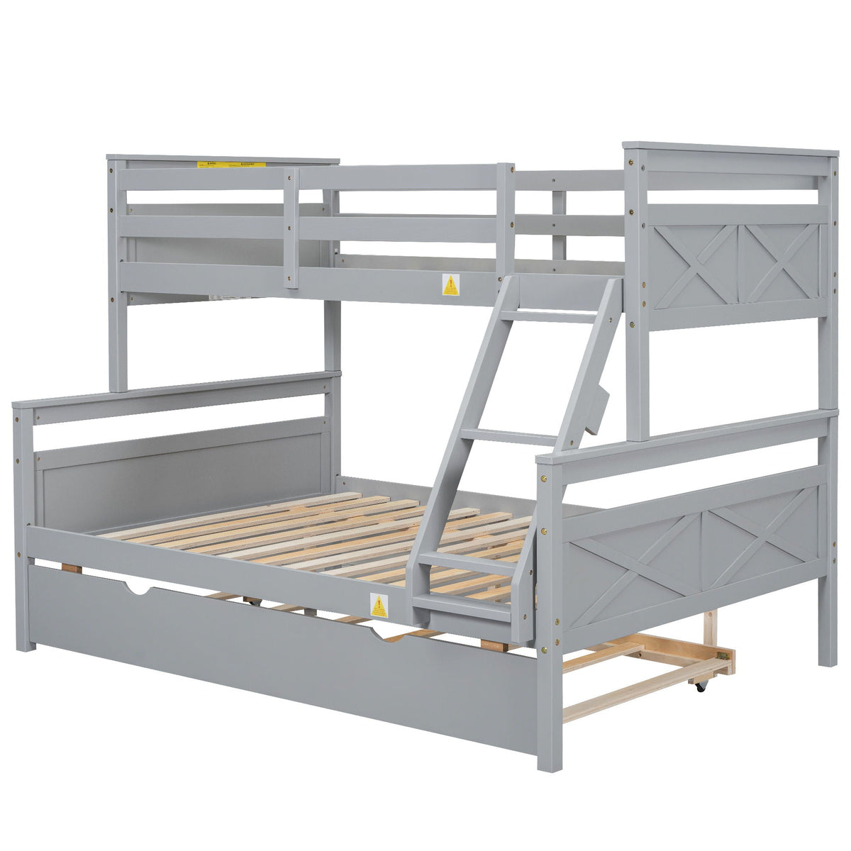 Twin Over Full Bunk Bed with Ladder and Storage Options - White or Dark Gray
