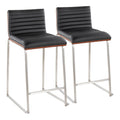 Contemporary Fixed Height Counter Stools with Tufted Upholstered Seats - Black