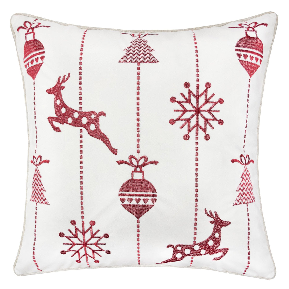 White Christmas Throw Pillow 20x20 with Festive Design - White