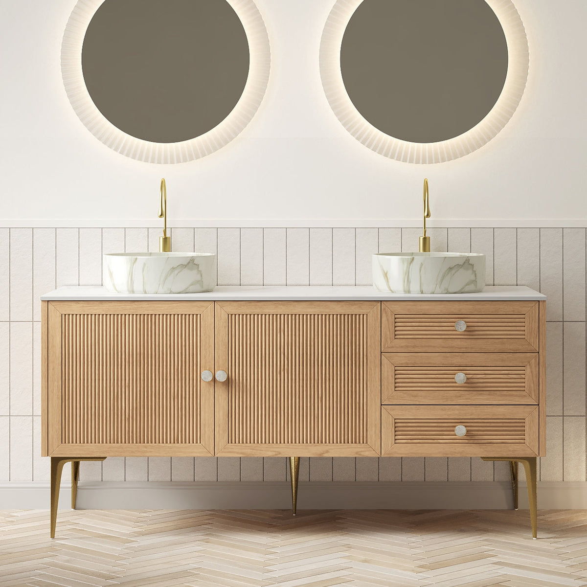 Munin 60" Bathroom Vanity with Sink - Freestanding Cabinet, Ceramic Basin