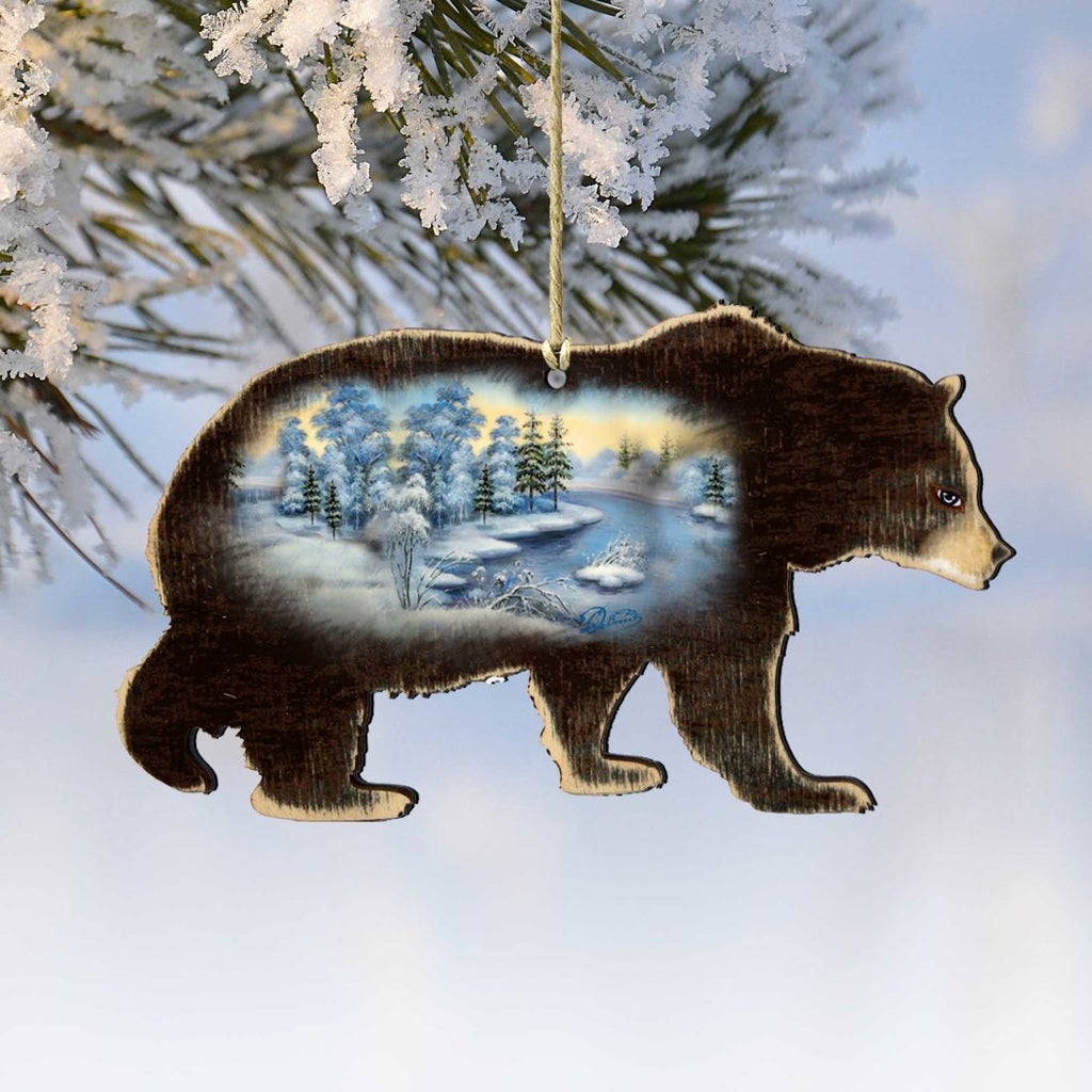 Black Bear Wooden Ornaments by G. DeBrekht - Wildlife Holiday Decor - 8198215-5