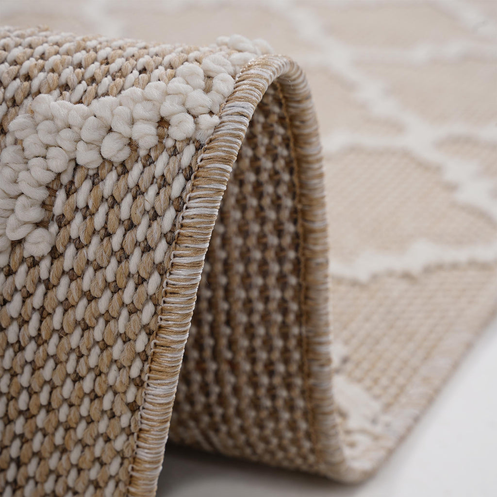 Guros Collection 4' x 6' Area Rug with Stain-Resistant Polypropylene - Ivory or Grey+White