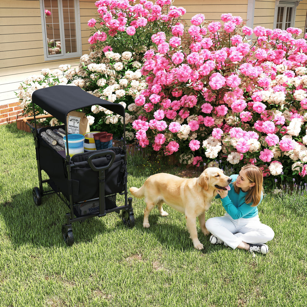 Wagon Stroller for 2 Kids with Adjustable Canopy and All-Terrain Wheels