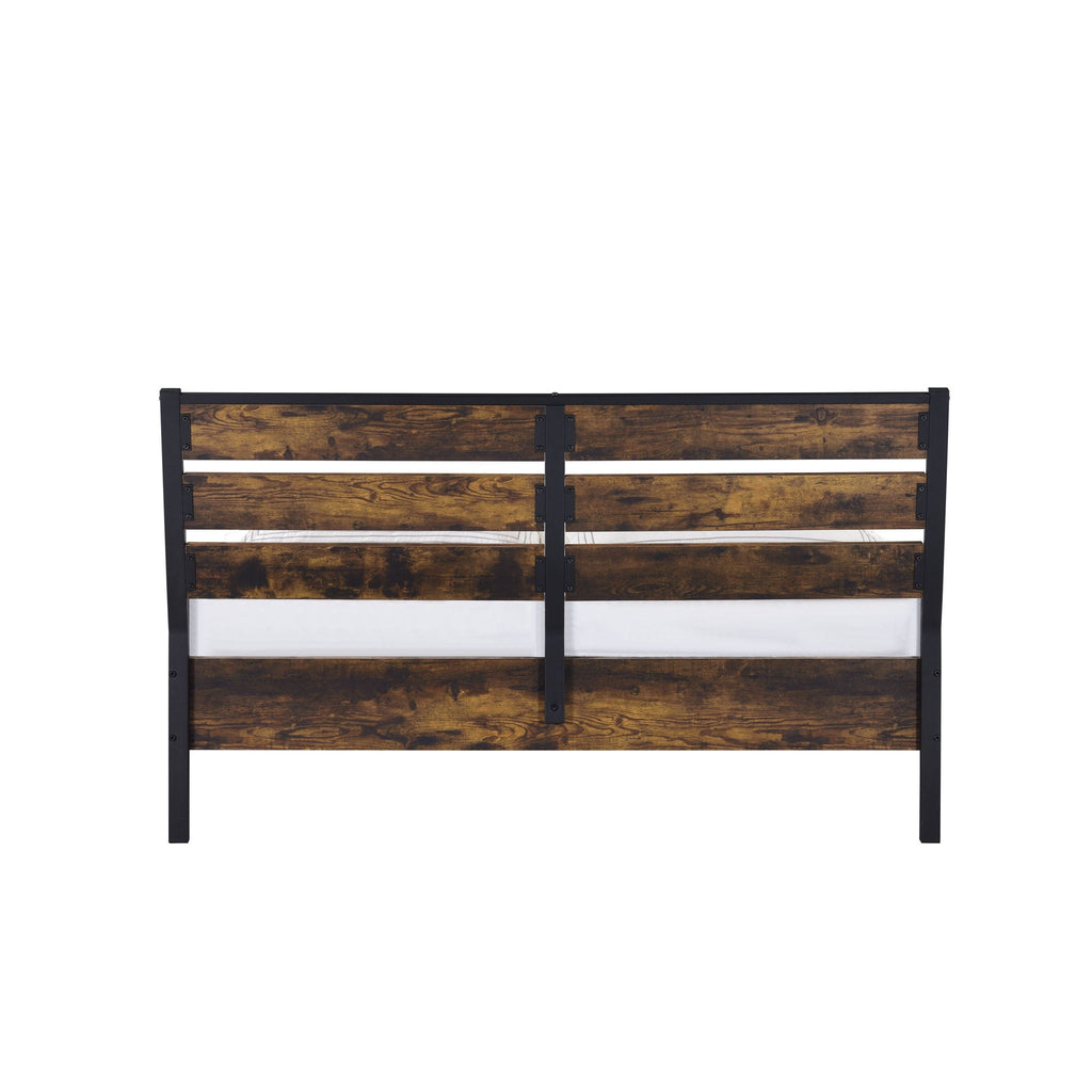 Juvanth Rustic Bed King Panel with Under Bed Storage Option – Dark Brown
