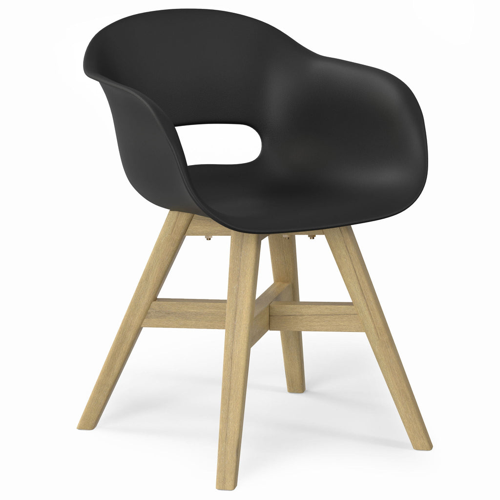 Outdoor Dining Chair Set of 2 with Solid Acacia Base - Black or Gray
