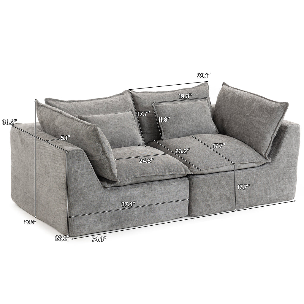 Cloud Couch Oversized Modular Sectional Sofa with Modular Design - Antique Grey