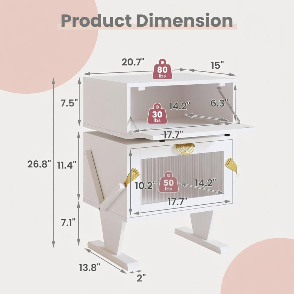 Robot LED Nightstand with 360° Rotating Drawer - White, Pink, or Green