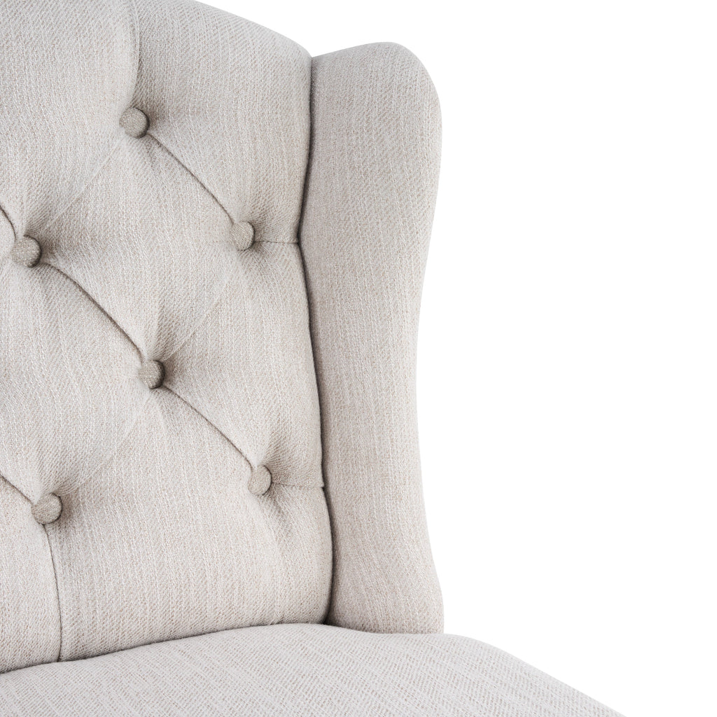 Beige Vienna Contemporary Fabric Tufted Wingback Counter Stools with 26.78'' Seat Height - Set of 2