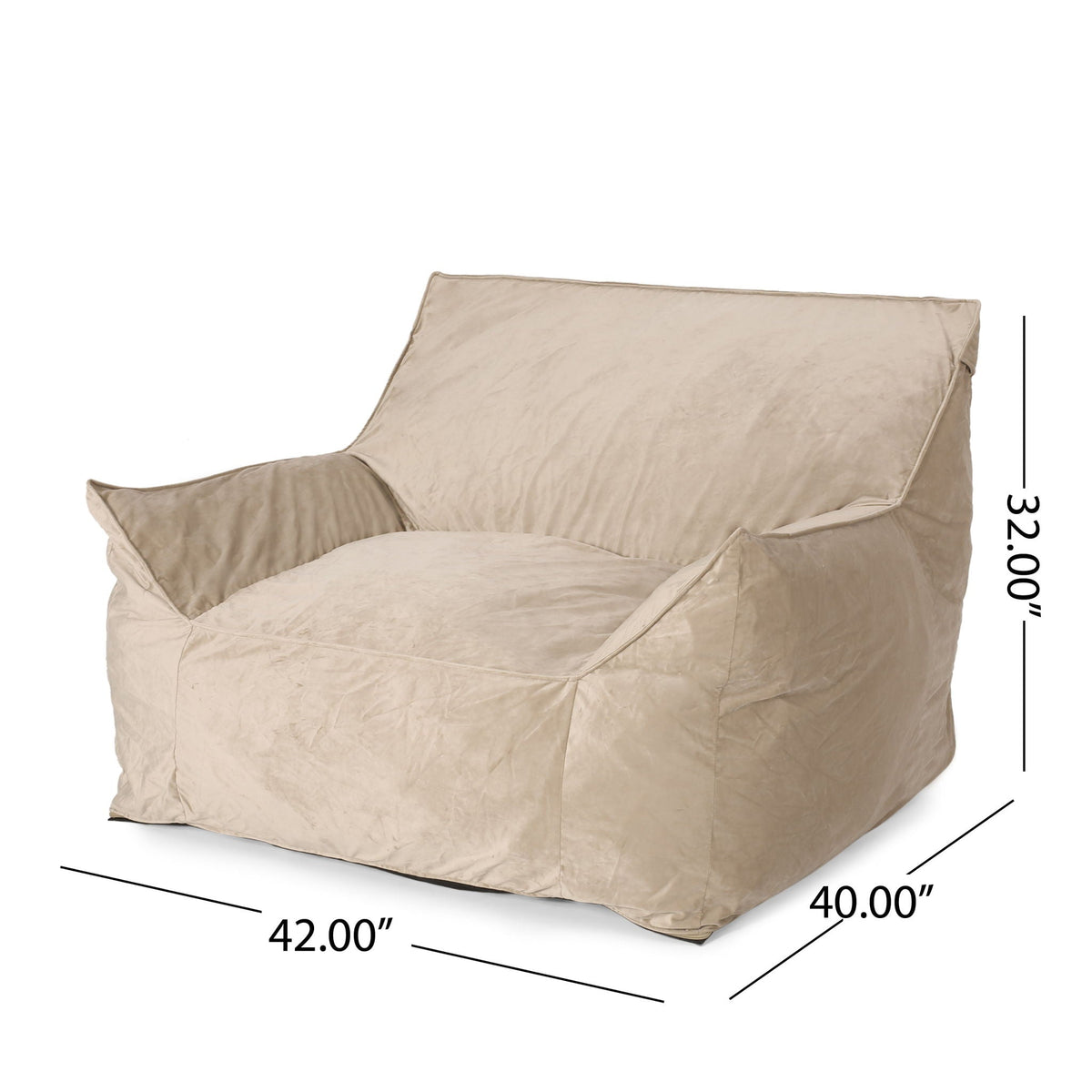 Allea Bean Bag Chair with Armrests - Fabric - Multiple Colors