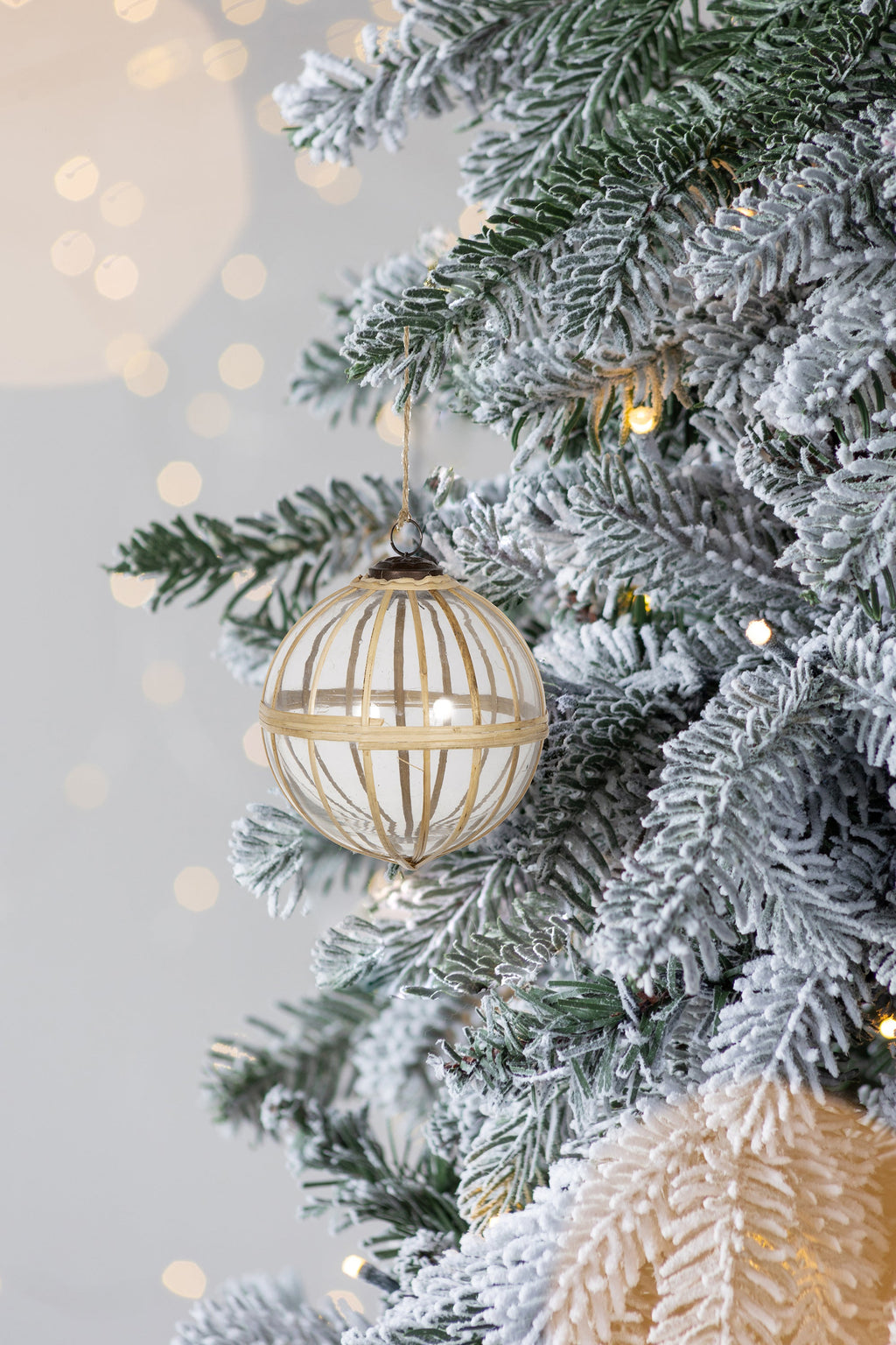 Decorative Glass Hanging Christmas Ornaments, Set of 2 - 5" Diameter